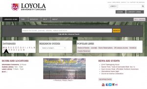 Image of Loyola Libraries home page.